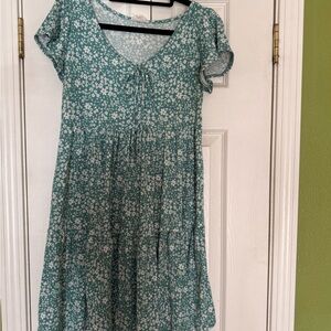 See You Monday Green Floral Tie-Front Dress